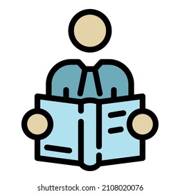 Action plan icon. Outline action plan vector icon color flat isolated