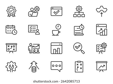 Action Plan Icon Set. High-Quality Icons for Planning, Strategy, Project Management, and Task Scheduling Solutions. Vector illuatration. Editable stroke.