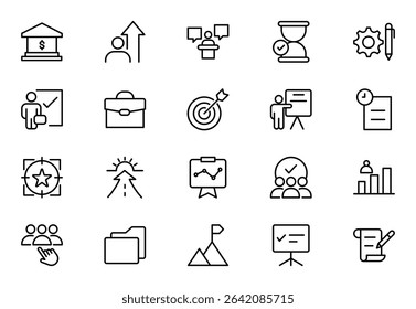 Action Plan Icon Set. High-Quality Icons for Planning, Strategy, Project Management, and Task Scheduling Solutions. Vector illuatration. Editable stroke.