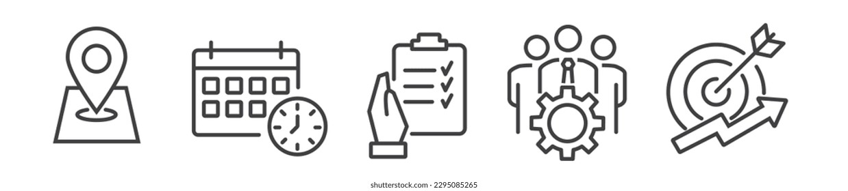 Action plan Icon Set - Vector Illustration -  Editable Thin Line Icons Collection on white Background for Web and Print