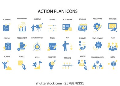 Action plan icon set.vector.Editable stroke.linear style sign for use web design,logo.Symbol illustration.