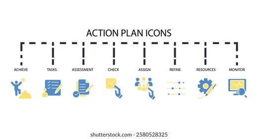 Action plan icon set.vector.Editable stroke.linear style sign for use web design,logo.Symbol illustration.