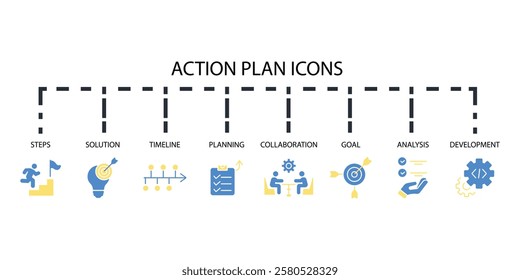 Action plan icon set.vector.Editable stroke.linear style sign for use web design,logo.Symbol illustration.