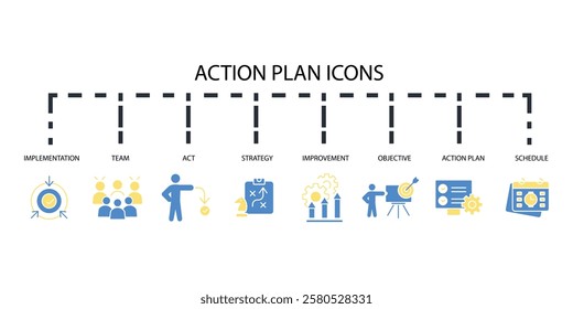 Action plan icon set.vector.Editable stroke.linear style sign for use web design,logo.Symbol illustration.