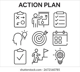 Arquivo de vetor de coleção de ícones do plano de ação