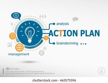 Action plan and marketing concept. Action plan concept for creative process.