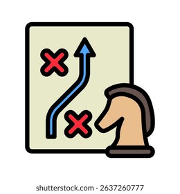 Action Plan mini illustration outline color icon, use for research and development, education, industry, UI, UX kit, app and web development, digital or print.