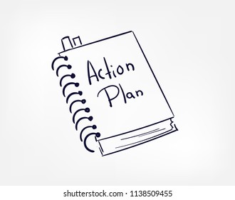 action plan notebook concept doodle hand drawn vector line illustration