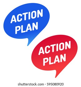 Action plan. Speech bubble icon. Vector illustration on white background.