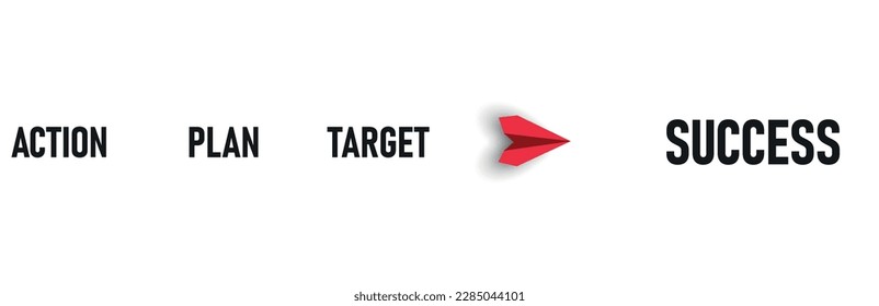 Action, plan, target plane flying to success. 2024 annual plan idea concept. strategic plan, success-oriented working idea.