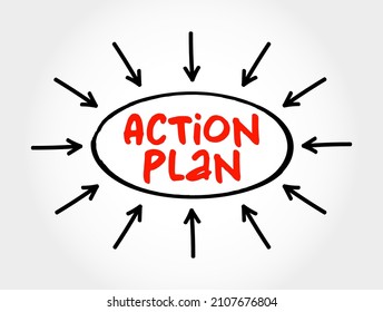 Action Plan text with arrows, business concept for presentations and reports