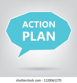 action plan written on speech bubble- vector illustration