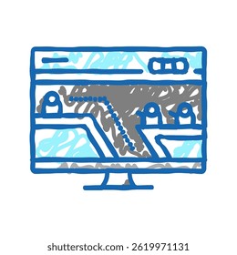 action platform video game doodle icon sketch vector. action platform video game sign. isolated symbol illustration