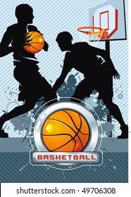 Action Players. Vector illustration sports series. Basketball Team on Abstract Background