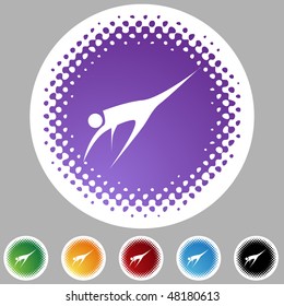 Action posing stick figure isolated web icon on a background.