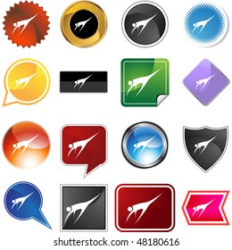 Action posing stick figure isolated web icon on a background.