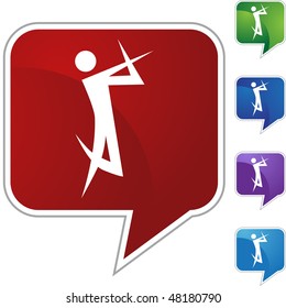 Action posing stick figure isolated web icon on a background.