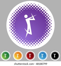 Acción que representa un icono de la web aislado de la figura de palo en un fondo.