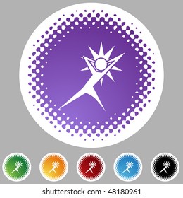 Action posing stick figure isolated web icon on a background.