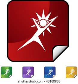 Acción que representa un icono de la web aislado de la figura de palo en un fondo.