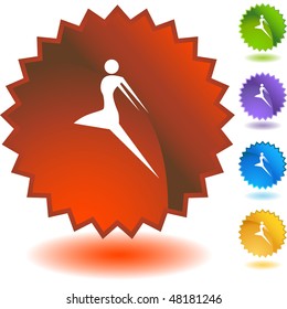 Action posiert Strichfigur einzeln Web-Symbol auf einem Hintergrund.