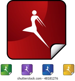 Action posiert Strichfigur einzeln Web-Symbol auf einem Hintergrund.
