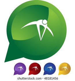 Action posiert Strichfigur einzeln Web-Symbol auf einem Hintergrund.