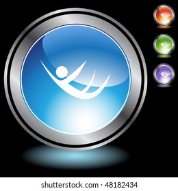 Acción que representa un icono de la web aislado de la figura de palo en un fondo.