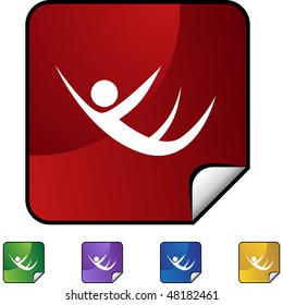 Action posing stick figure isolated web icon on a background.