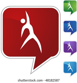 Action posing stick figure isolated web icon on a background.