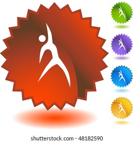 Action posing stick figure isolated web icon on a background.