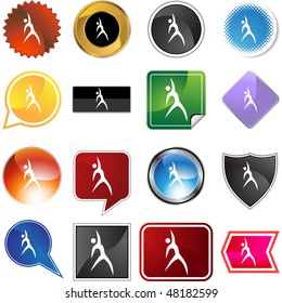 Action posiert Strichfigur einzeln Web-Symbol auf einem Hintergrund.
