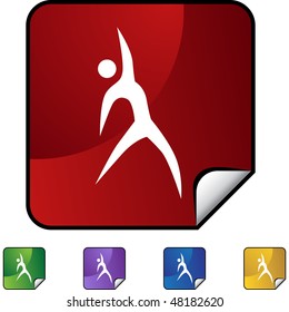 Action posing stick figure isolated web icon on a background.