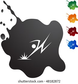 Action posing stick figure isolated web icon on a background.