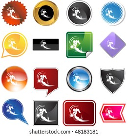Acción que representa un icono de la web aislado de la figura de palo en un fondo.