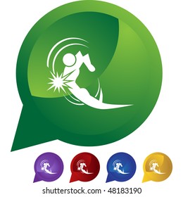 Action posing stick figure isolated web icon on a background.