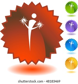 Action posing stick figure isolated web icon on a background.