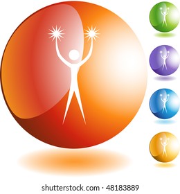 Action posing stick figure isolated web icon on a background.