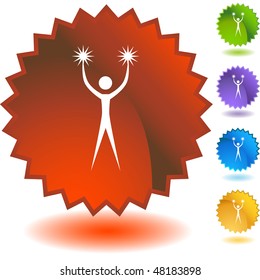 Action posing stick figure isolated web icon on a background.