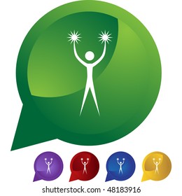 Action posing stick figure isolated web icon on a background.