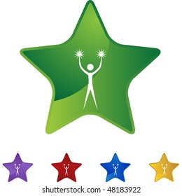 Action posing stick figure isolated web icon on a background.