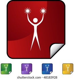 Action posing stick figure isolated web icon on a background.