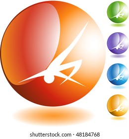 Action posing stick figure isolated web icon on a background.