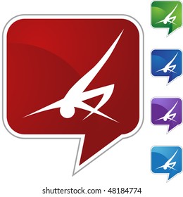Acción que representa un icono de la web aislado de la figura de palo en un fondo.