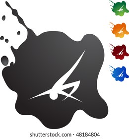 Action posing stick figure isolated web icon on a background.