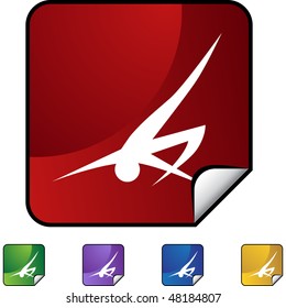 Action posing stick figure isolated web icon on a background.