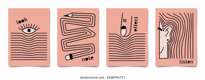 Action poster set. Vector illustration.