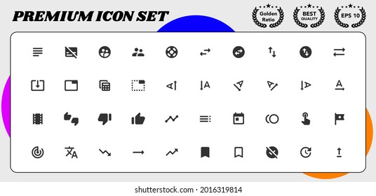 Action premium vector icon set for website and mobile device interface