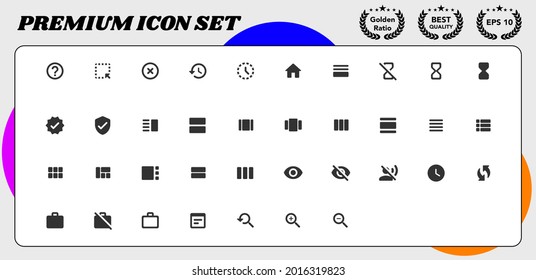 Action premium vector icon set for website and mobile device interface