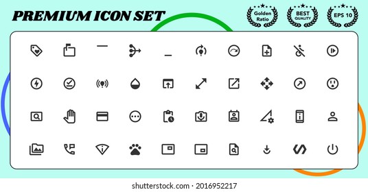 Action premium vector icon set for website and mobile device interface